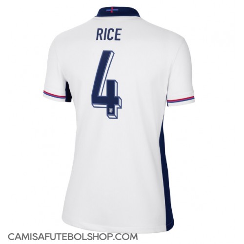 Camisa de time de futebol Inglaterra Declan Rice #4 Replicas 1º Equipamento Feminina Europeu 2024 Manga Curta